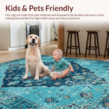 Ultra Soft Area Rug, Non Slip, Stain Resistant, Washable Area Rugs for Living Room, Bedroom, Rustic Ocean-Inspired Motif(Blue)