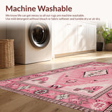 Ultra Soft Area Rug, Non Slip, Stain Resistant, Washable Area Rugs for Living Room, Bedroom, Rustic Western Plush Aesthetic(Pink)