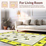 Ultra Soft Area Rug, Non Slip, Stain Resistant, Washable Area Rugs for Living Room, Bedroom, Retro Grunge Floral Pattern(Yellow)