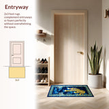 Ultra Soft Area Rug, Non Slip, Stain Resistant, Washable Area Rugs for Living Room, Bedroom, Cultural Woolen Entryway Doormat for Artistic Homes(Blue)