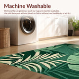 Ultra Soft Area Rug, Non Slip, Stain Resistant, Washable Area Rugs for Living Room, Bedroom, Botanical Green Nature Motif(Green)