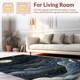 Ultra Soft Area Rug, Non Slip, Stain Resistant, Washable Area Rugs for Living Room, Bedroom, Witchy Cosmos Rug with Lunar Cycle Rings and Boho Star Map Accents(Blue)