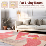Ultra Soft Area Rug, Non Slip, Stain Resistant, Washable Area Rugs for Living Room, Bedroom, Ribbon-Shaped Rug with Chic Uno Reverse Symbol in Soft Pink Hues(Pink)