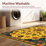 Ultra Soft Area Rug, Non Slip, Stain Resistant, Washable Area Rugs for Living Room, Bedroom, Trendy Medallion Motif Vibes(Yellow)