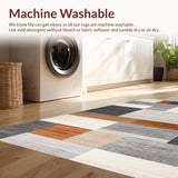 Ultra Soft Area Rug, Non Slip, Stain Resistant, Washable Area Rugs for Living Room, Bedroom, Chic Neutral Toned Geometric Motif(Gray)