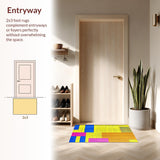 Ultra Soft Area Rug, Non Slip, Stain Resistant, Washable Area Rugs for Living Room, Bedroom, Lively Symmetrical Patterned Accent(Yellow)