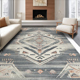 Ultra Soft Area Rug, Non Slip, Stain Resistant, Washable Area Rugs for Living Room, Bedroom, Elegant Distressed Vintage Motif(Gray)