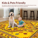 Ultra Soft Area Rug, Non Slip, Stain Resistant, Washable Area Rugs for Living Room, Bedroom, Elegant Yellow Blooming Design(Yellow)