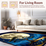 Ultra Soft Area Rug, Non Slip, Stain Resistant, Washable Area Rugs for Living Room, Bedroom, Vibrant Moonlit Nature Scene(Gold)