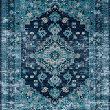 Ultra Soft Area Rug, Non Slip, Stain Resistant, Washable Area Rugs for Living Room, Bedroom, Sophisticated Coastal Abstract Motif(Blue)
