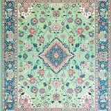 Ultra Soft Area Rug, Non Slip, Stain Resistant, Washable Area Rugs for Living Room, Bedroom, Eclectic Botanical Tiled Design(Ivory)