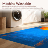 Ultra Soft Area Rug, Non Slip, Stain Resistant, Washable Area Rugs for Living Room, Bedroom, Sleek Minimalist Gradient Flow(Blue)