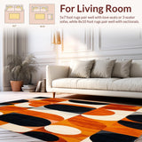Ultra Soft Area Rug, Non Slip, Stain Resistant, Washable Area Rugs for Living Room, Bedroom, Stylish Polygonal Rug with Aesthetic Modern Lines(Orange)