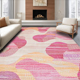 Ultra Soft Area Rug, Non Slip, Stain Resistant, Washable Area Rugs for Living Room, Bedroom, Groovy Boho Pink Beige Area(Pink)