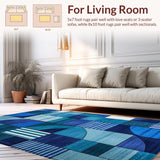 Ultra Soft Area Rug, Non Slip, Stain Resistant, Washable Area Rugs for Living Room, Bedroom, Hawaiian Style Poolside Outdoor Carpet(Blue)