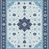 Ultra Soft Area Rug, Non Slip, Stain Resistant, Washable Area Rugs for Living Room, Bedroom, Modern Geometric Spotted Area with Elegant Floral Accents(White)