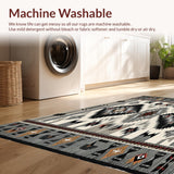 Ultra Soft Area Rug, Non Slip, Stain Resistant, Washable Area Rugs for Living Room, Bedroom, Buckhaven Tribal Heritage With Geometric Aztec For Home(Gray)