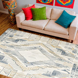 Ultra Soft Area Rug, Non Slip, Stain Resistant, Washable Area Rugs for Living Room, Bedroom, Neutral Geometric Area with Captivating Ivory Beige Design(Gray)