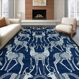 Ultra Soft Area Rug, Non Slip, Stain Resistant, Washable Area Rugs for Living Room, Bedroom, Luxe Blue Animalistic Appeal(Blue)