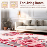 Ultra Soft Area Rug, Non Slip, Stain Resistant, Washable Area Rugs for Living Room, Bedroom, Artistic Soft Rose Texture(Pink)