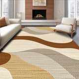 Ultra Soft Area Rug, Non Slip, Stain Resistant, Washable Area Rugs for Living Room, Bedroom, Vibrant Abstract Swirling Lines(Beige)