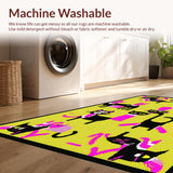 Ultra Soft Area Rug, Non Slip, Stain Resistant, Washable Area Rugs for Living Room, Bedroom, Bold Graphic Black Cat Print(Yellow)