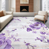 Ultra Soft Area Rug, Non Slip, Stain Resistant, Washable Area Rugs for Living Room, Bedroom, Vibrant Cozy Garden Inspired Design(Purple)