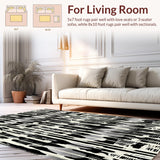 Ultra Soft Area Rug, Non Slip, Stain Resistant, Washable Area Rugs for Living Room, Bedroom, Zebra Stripe Woven Rug, Graphic Floor Art, Ebony and Ivory Accent Carpet(Black)