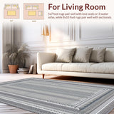 Ultra Soft Area Rug, Non Slip, Stain Resistant, Washable Area Rugs for Living Room, Bedroom, Chic Textured Crochet Aesthetic(Gray)