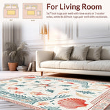 Ultra Soft Area Rug, Non Slip, Stain Resistant, Washable Area Rugs for Living Room, Bedroom, Cute Coral Patterned Delight(White)