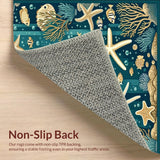 Ultra Soft Area Rug, Non Slip, Stain Resistant, Washable Area Rugs for Living Room, Bedroom, Marine Life Starfish Circular Area Deep Turquoise Earthy Beige(Blue)
