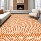 Ultra Soft Area Rug, Non Slip, Stain Resistant, Washable Area Rugs for Living Room, Bedroom, Elegant Minimalist Diamond Motif(Orange)