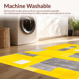 Ultra Soft Area Rug, Non Slip, Stain Resistant, Washable Area Rugs for Living Room, Bedroom, Modern Abstract Shape Arrangement(Yellow)