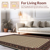 Ultra Soft Area Rug, Non Slip, Stain Resistant, Washable Area Rugs for Living Room, Bedroom, Lively Modern Floral Fusion(White)