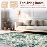 Ultra Soft Area Rug, Non Slip, Stain Resistant, Washable Area Rugs for Living Room, Bedroom, Elegant Floral Distressed Aesthetic(Ivory)