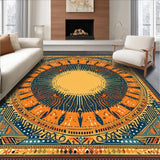 Ultra Soft Area Rug, Non Slip, Stain Resistant, Washable Area Rugs for Living Room, Bedroom, Chic Minimalist Circular Pattern(Orange)