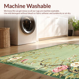 Ultra Soft Area Rug, Non Slip, Stain Resistant, Washable Area Rugs for Living Room, Bedroom, Floral Inspired Washable Area Rug with Non Slip Backing and Boho Charm(Green)