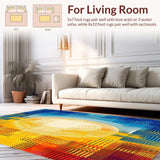Ultra Soft Area Rug, Non Slip, Stain Resistant, Washable Area Rugs for Living Room, Bedroom, Vivid Abstract Fractal Area for Artistic Interiors(Yellow)