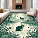 Ultra Soft Area Rug, Non Slip, Stain Resistant, Washable Area Rugs for Living Room, Bedroom, Artistic Retro Rabbit Design(Gray)