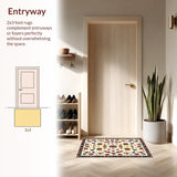 Ultra Soft Area Rug, Non Slip, Stain Resistant, Washable Area Rugs for Living Room, Bedroom, Colorful Folk-Inspired Entryway Plush Area Rug(Ivory)