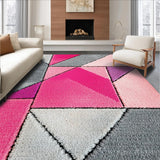 Ultra Soft Area Rug, Non Slip, Stain Resistant, Washable Area Rugs for Living Room, Bedroom, Geometric Pink Grey Plush Nursery Carpet(Pink)