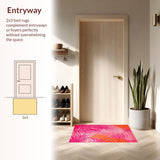 Ultra Soft Area Rug, Non Slip, Stain Resistant, Washable Area Rugs for Living Room, Bedroom, Chic Soft Tropical Motif(Pink)
