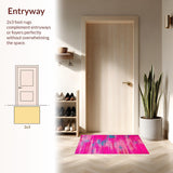 Ultra Soft Area Rug, Non Slip, Stain Resistant, Washable Area Rugs for Living Room, Bedroom, Bold Colorful Dynamic Brushstrokes(Pink)