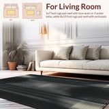 Ultra Soft Area Rug, Non Slip, Stain Resistant, Washable Area Rugs for Living Room, Bedroom, Chic Striped Animal Motif(Black)