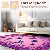 Ultra Soft Area Rug, Non Slip, Stain Resistant, Washable Area Rugs for Living Room, Bedroom, Joyful Whimsical Floral Touch(Pink)