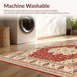 Ultra Soft Area Rug, Non Slip, Stain Resistant, Washable Area Rugs for Living Room, Bedroom, Textured Rustic Farmhouse(Red)