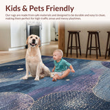 Ultra Soft Area Rug, Non Slip, Stain Resistant, Washable Area Rugs for Living Room, Bedroom, Mystical Dusk Carpet With Smoky Navy and Vintage Mauve Artistic Swirls(Blue)