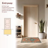Ultra Soft Area Rug, Non Slip, Stain Resistant, Washable Area Rugs for Living Room, Bedroom, Stylish Abstract Ethnic Design(Orange)
