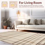 Ultra Soft Area Rug, Non Slip, Stain Resistant, Washable Area Rugs for Living Room, Bedroom, Organic Simple Patterned Texture(Beige)