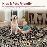 Ultra Soft Area Rug, Non Slip, Stain Resistant, Washable Area Rugs for Living Room, Bedroom, Contemporary Bold Botanical Pattern(Black)